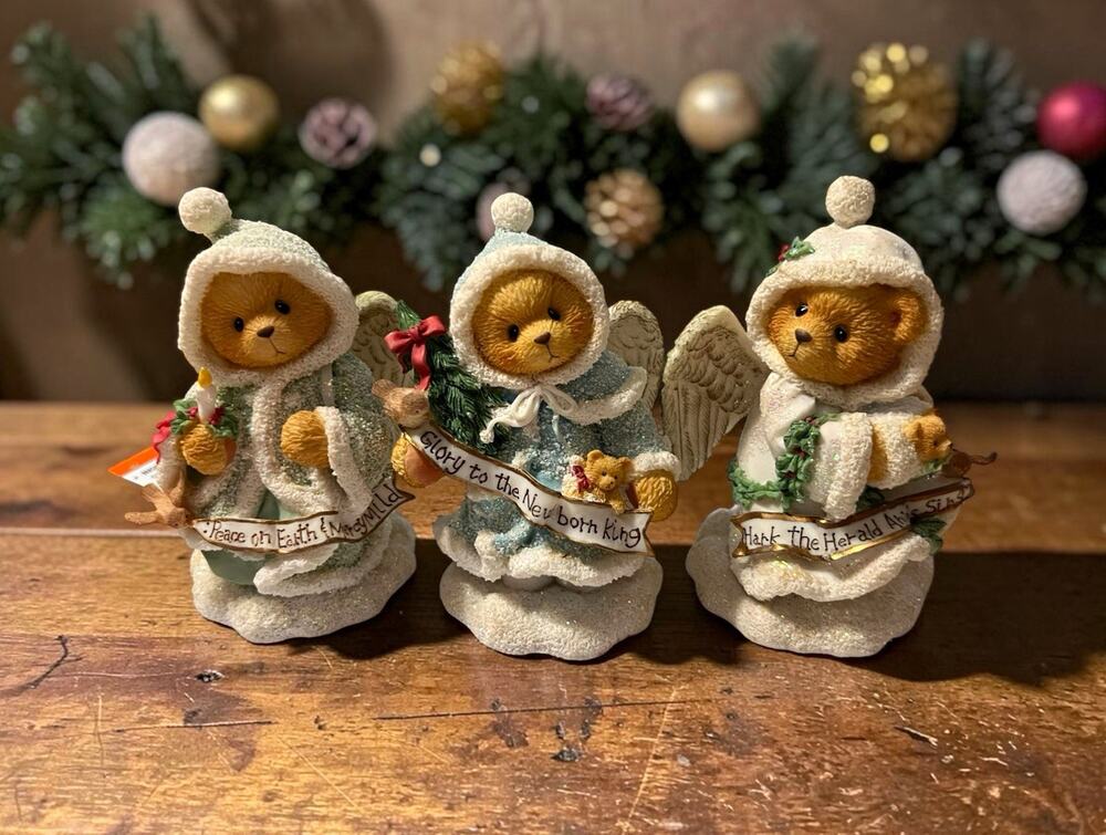 Cherished Teddies Angel Bears 3pc Figurine Set Angela Grace Stormi 1996